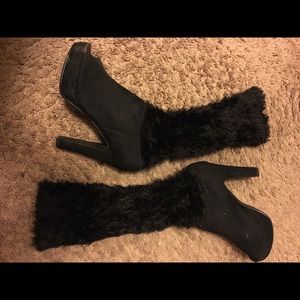 Fur heel booties